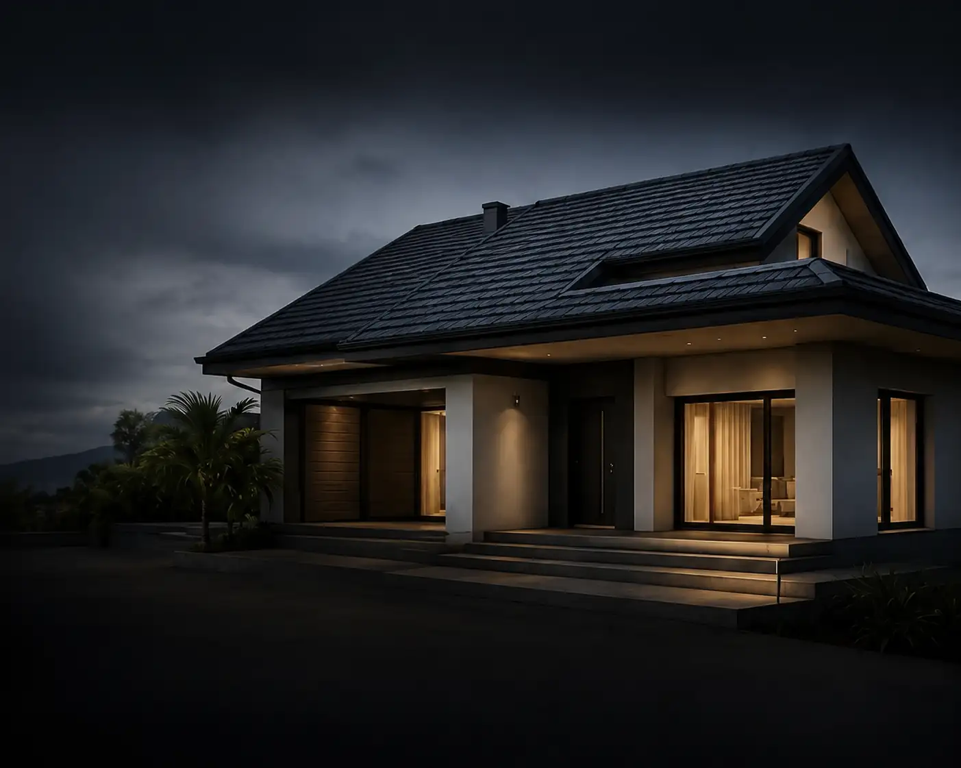 Maison avec toiture rénovée